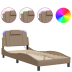 Bed Frame "Viana" with LED without Mattress Cappuccino 80x200 cm