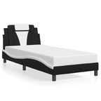 Bed Frame "Viana" with LED without Mattress Black and White 80x200 cm