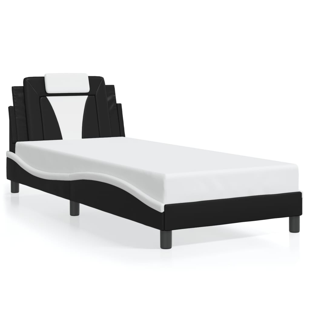 Bed Frame "Viana" with LED without Mattress Black and White 80x200 cm