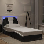 Bed Frame "Viana" with LED without Mattress Black and White 80x200 cm