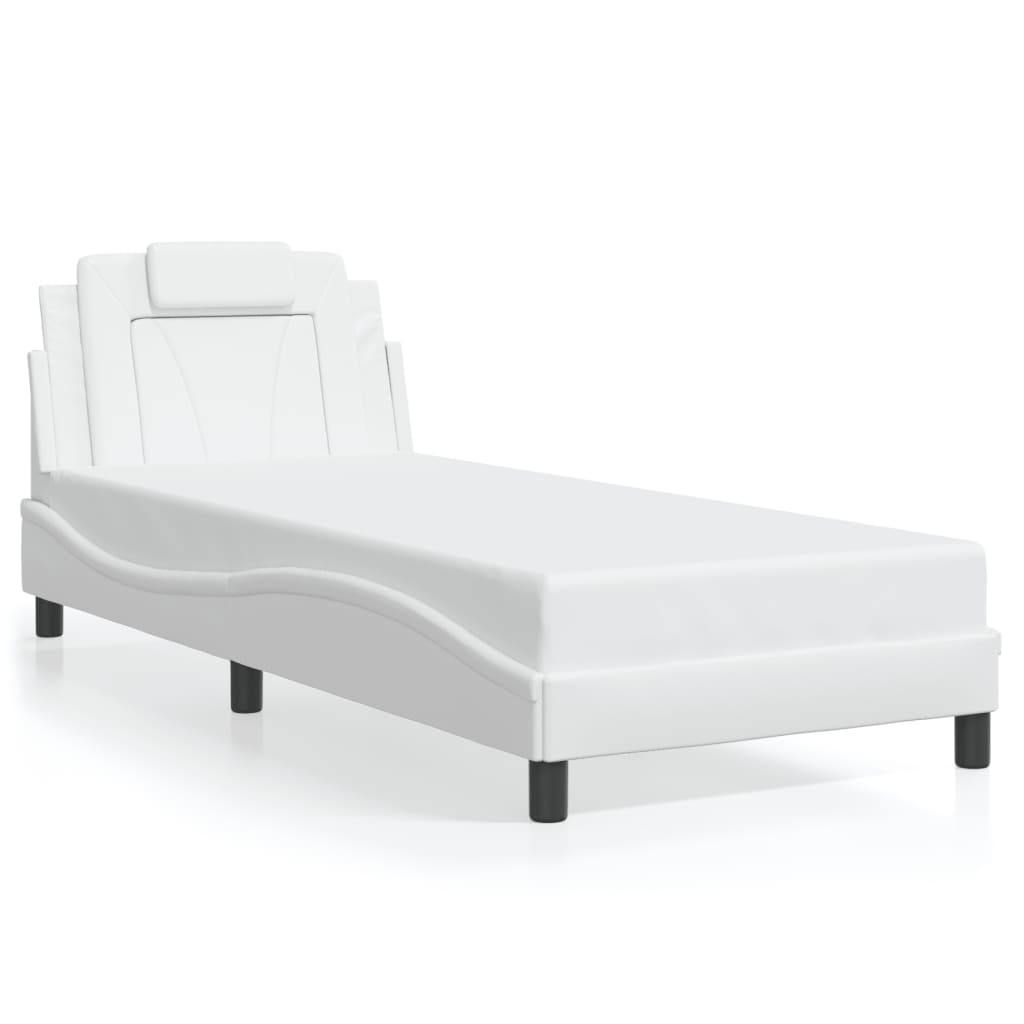 Bed Frame "Viana" with LED without Mattress White 90x190 cm