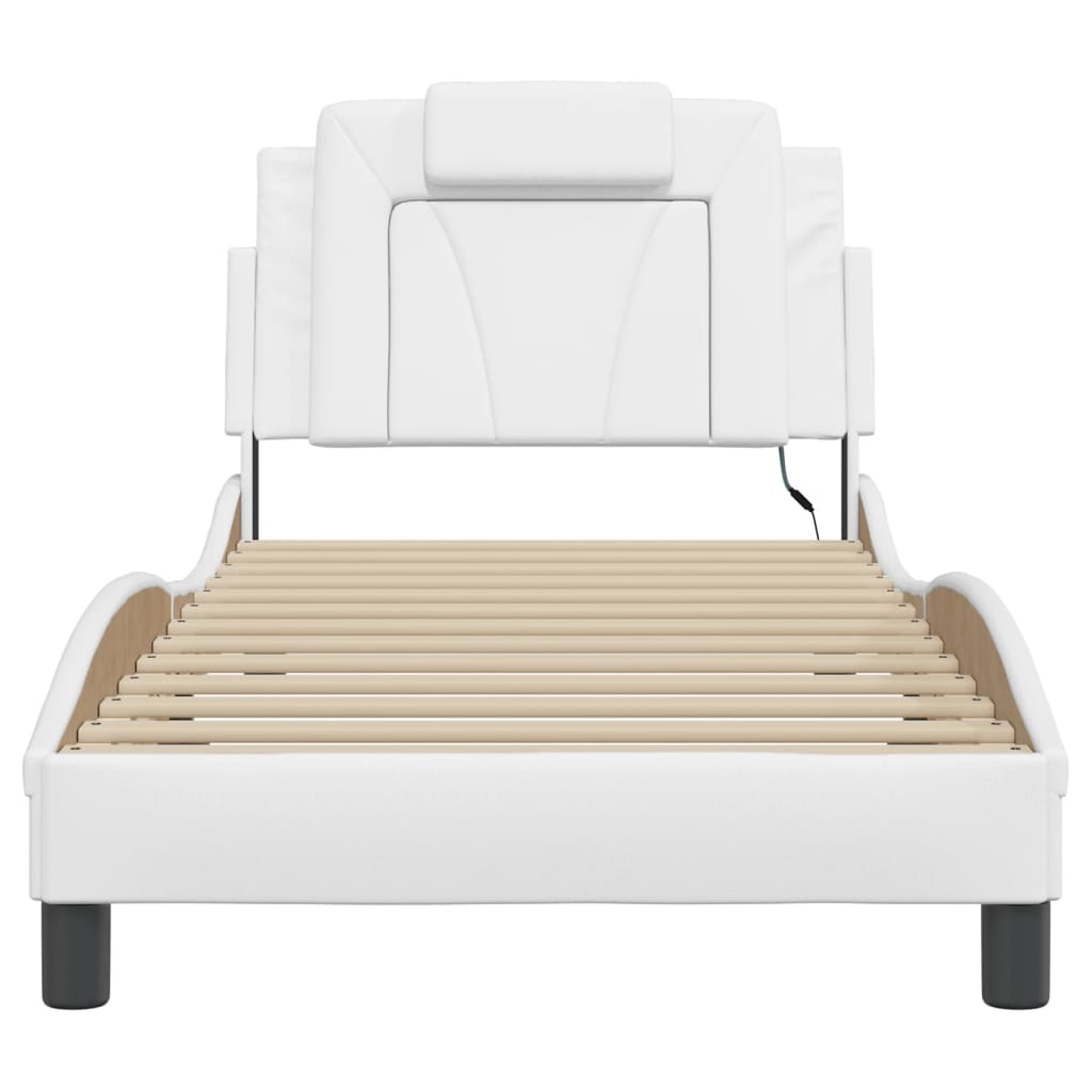 Bed Frame "Viana" with LED without Mattress White 90x190 cm