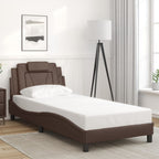 Bed Frame "Viana" with LED without Mattress Brown 90x190 cm