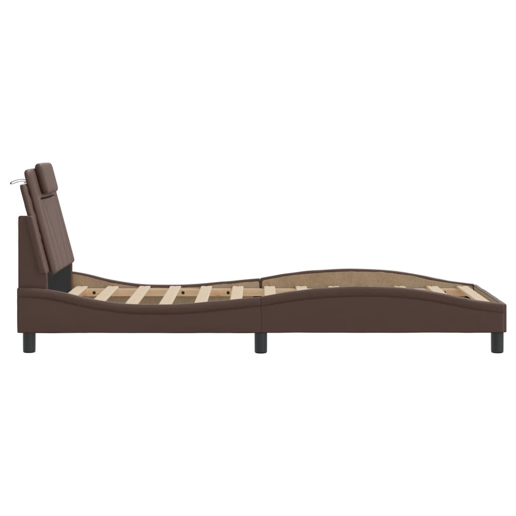 Bed Frame "Viana" with LED without Mattress Brown 90x190 cm