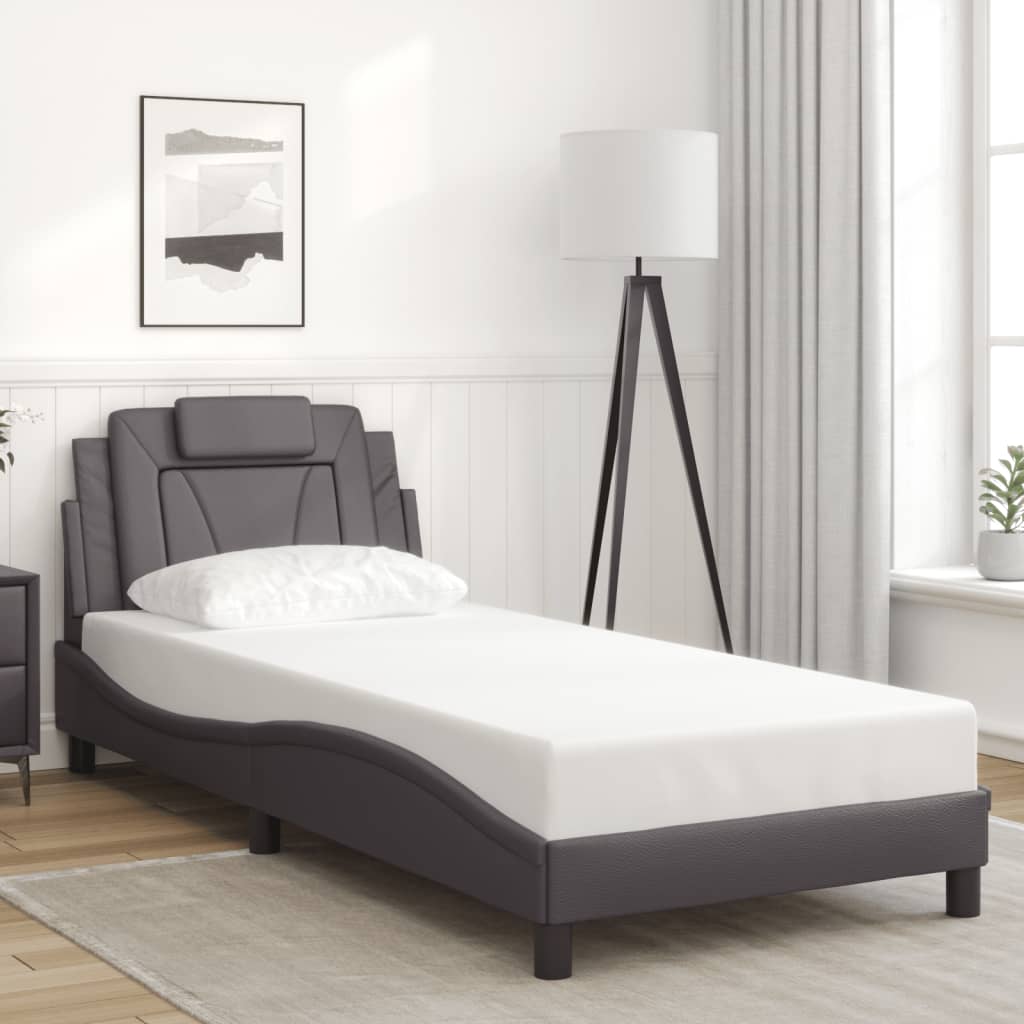 Bed Frame "Viana" with LED without Mattress Grey 90x190 cm