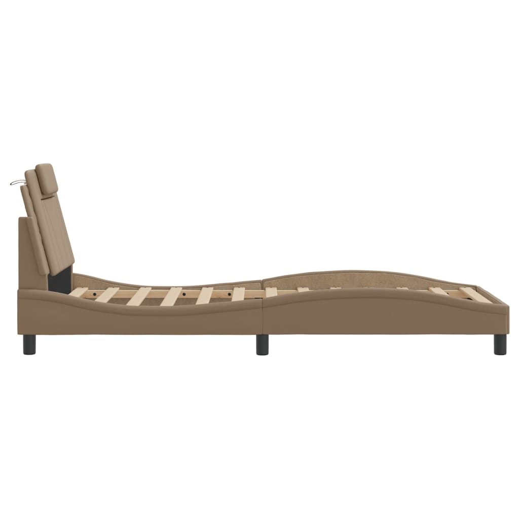 Bed Frame "Viana" with LED without Mattress Cappuccino 90x190 cm