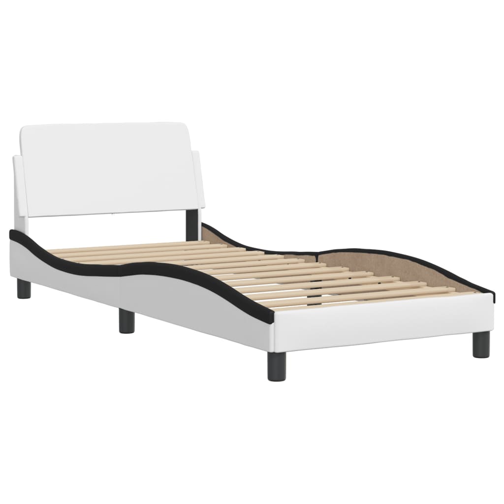Bed Frame "Viana" with LED without Mattress White and Black 90x190 cm