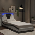 Bed Frame "Viana" with LED without Mattress White and Black 90x190 cm