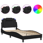 Bed Frame "Viana" with LED without Mattress Black 90x200 cm
