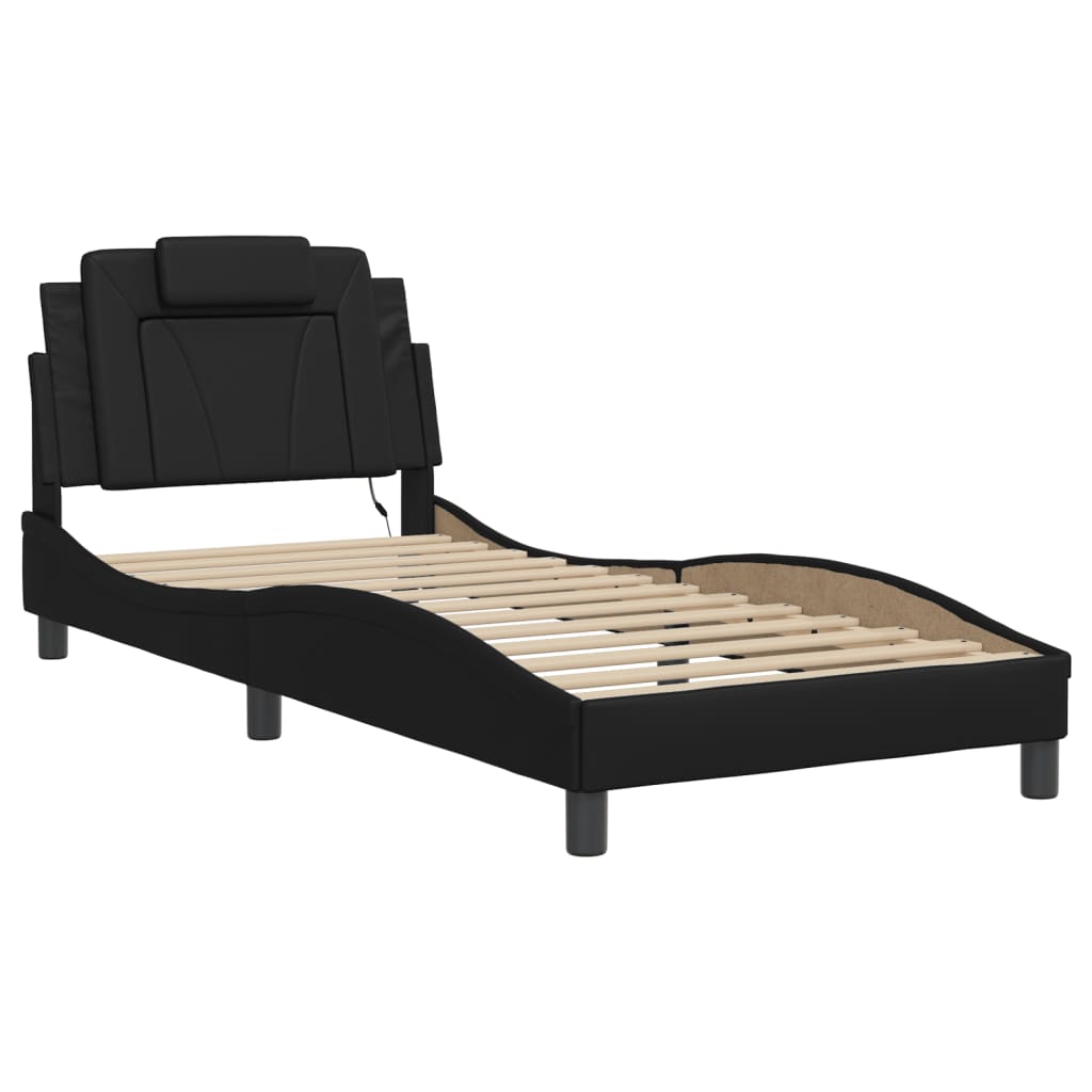 Bed Frame "Viana" with LED without Mattress Black 90x200 cm