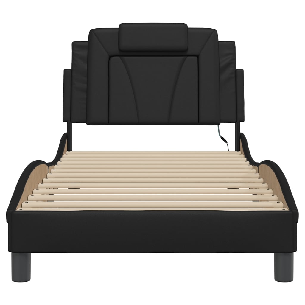 Bed Frame "Viana" with LED without Mattress Black 90x200 cm