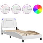 Bed Frame "Viana" with LED without Mattress White 90x200 cm