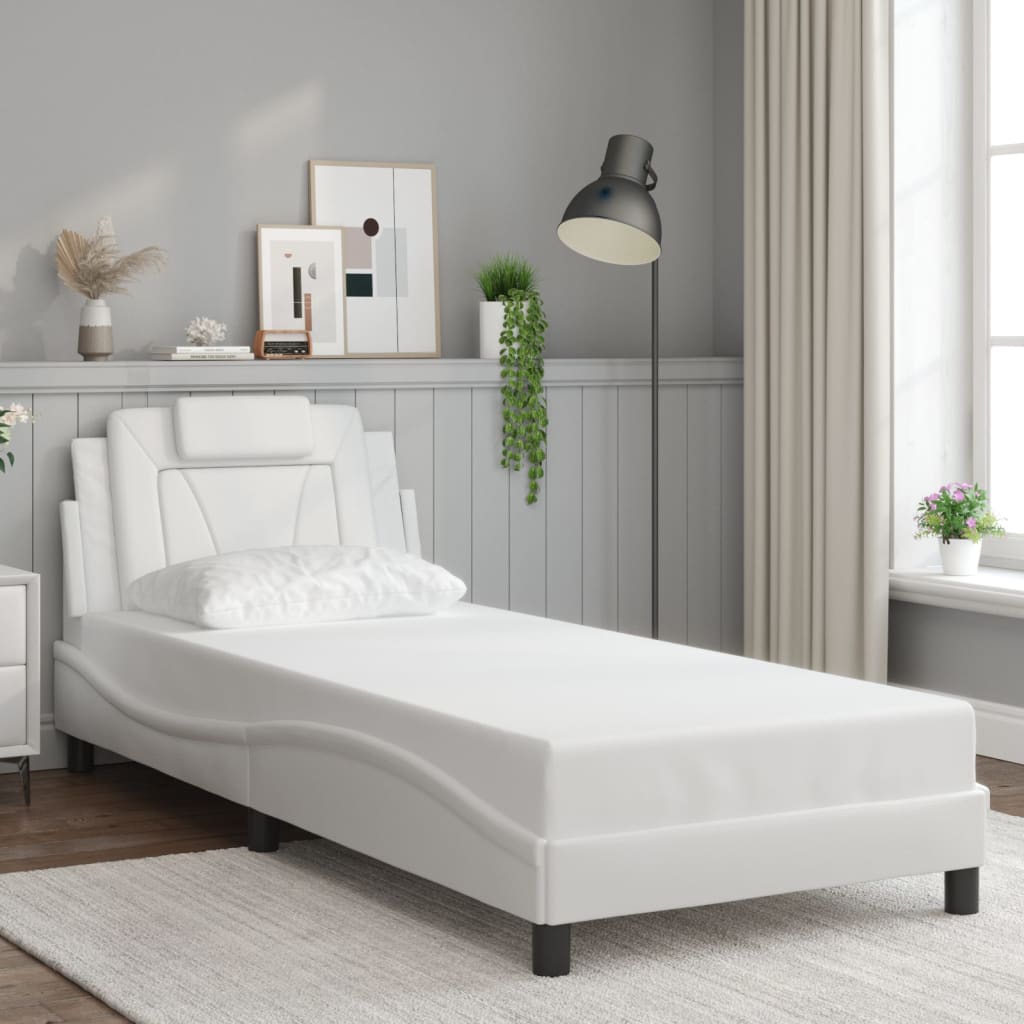 Bed Frame "Viana" with LED without Mattress White 90x200 cm