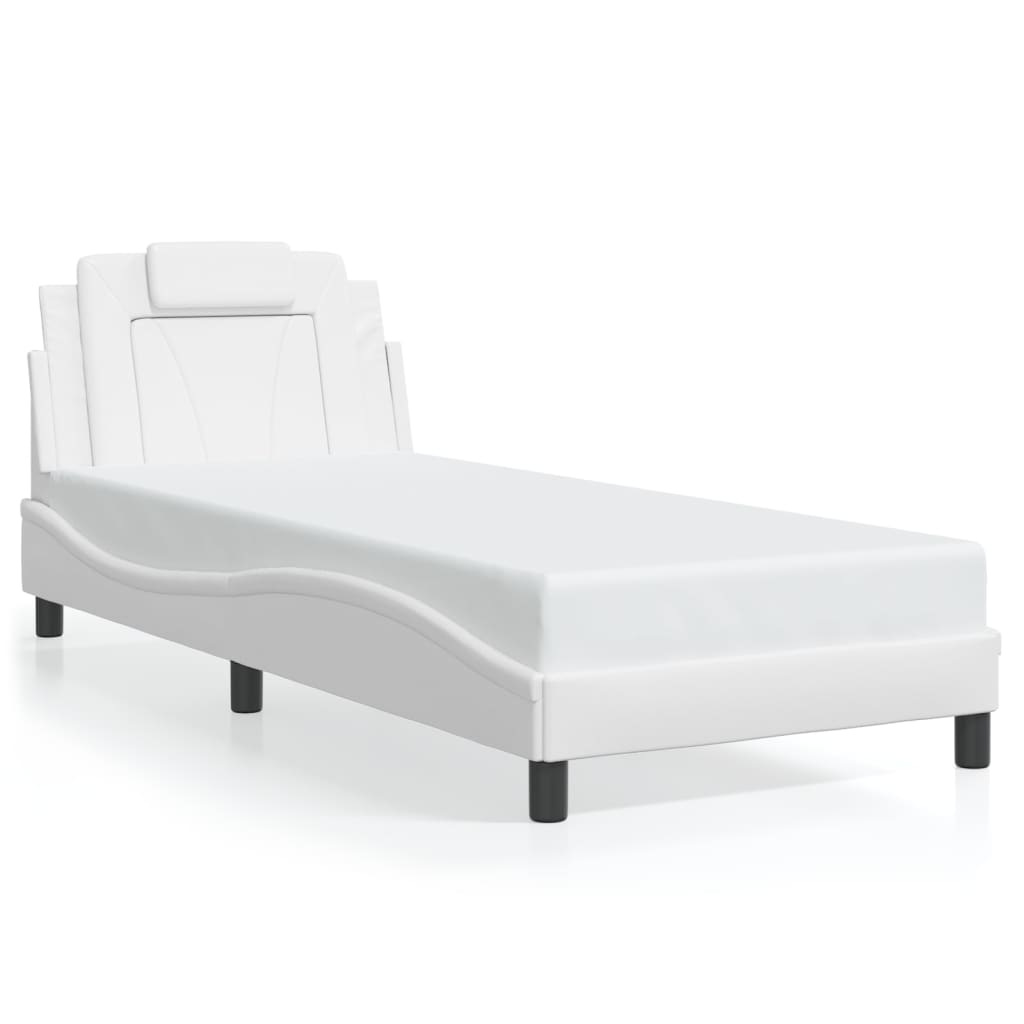Bed Frame "Viana" with LED without Mattress White 90x200 cm