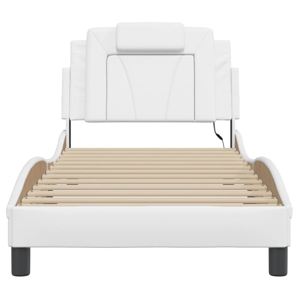 Bed Frame "Viana" with LED without Mattress White 90x200 cm