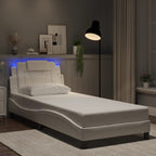 Bed Frame "Viana" with LED without Mattress White 90x200 cm
