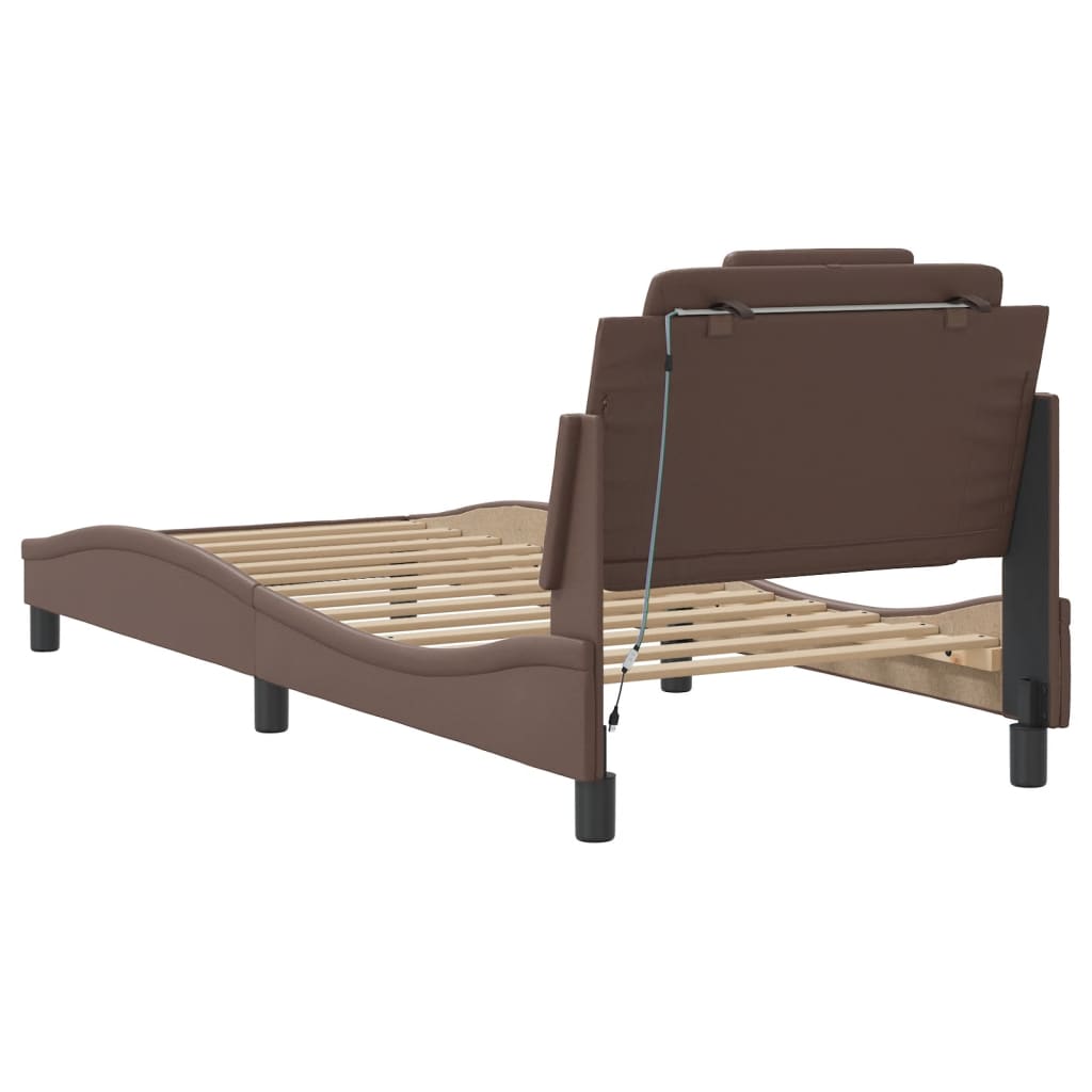 Bed Frame "Viana" with LED without Mattress Brown 90x200 cm