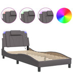 Bed Frame "Viana" with LED without Mattress Grey 90x200 cm