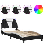 Bed Frame "Viana" with LED without Mattress Black and White 90x200 cm