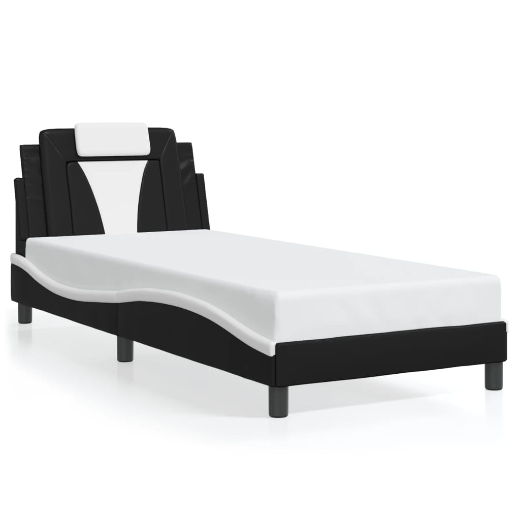 Bed Frame "Viana" with LED without Mattress Black and White 90x200 cm