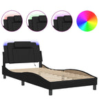 Bed Frame "Viana" with LED without Mattress Black 100x200 cm