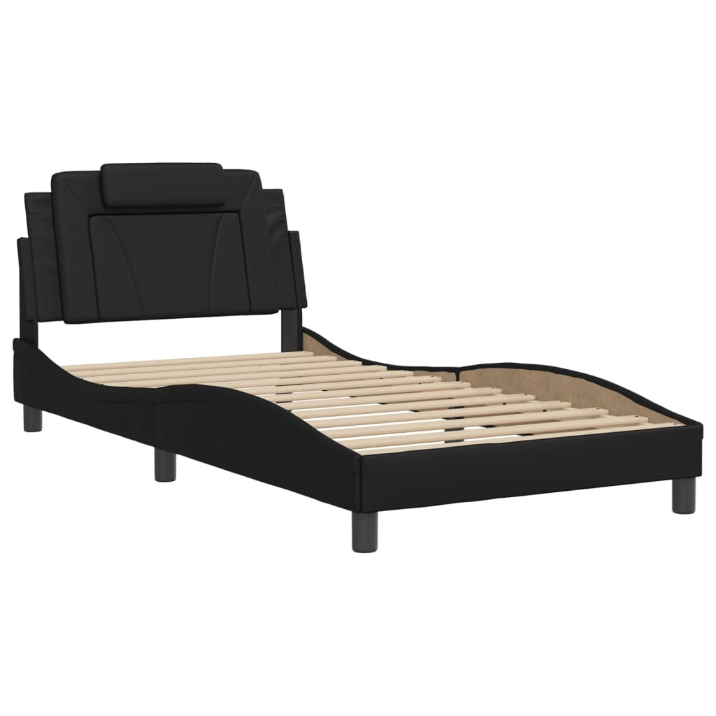 Bed Frame "Viana" with LED without Mattress Black 100x200 cm