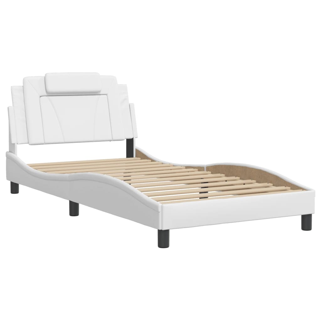 Bed Frame "Viana" with LED without Mattress White 100x200 cm