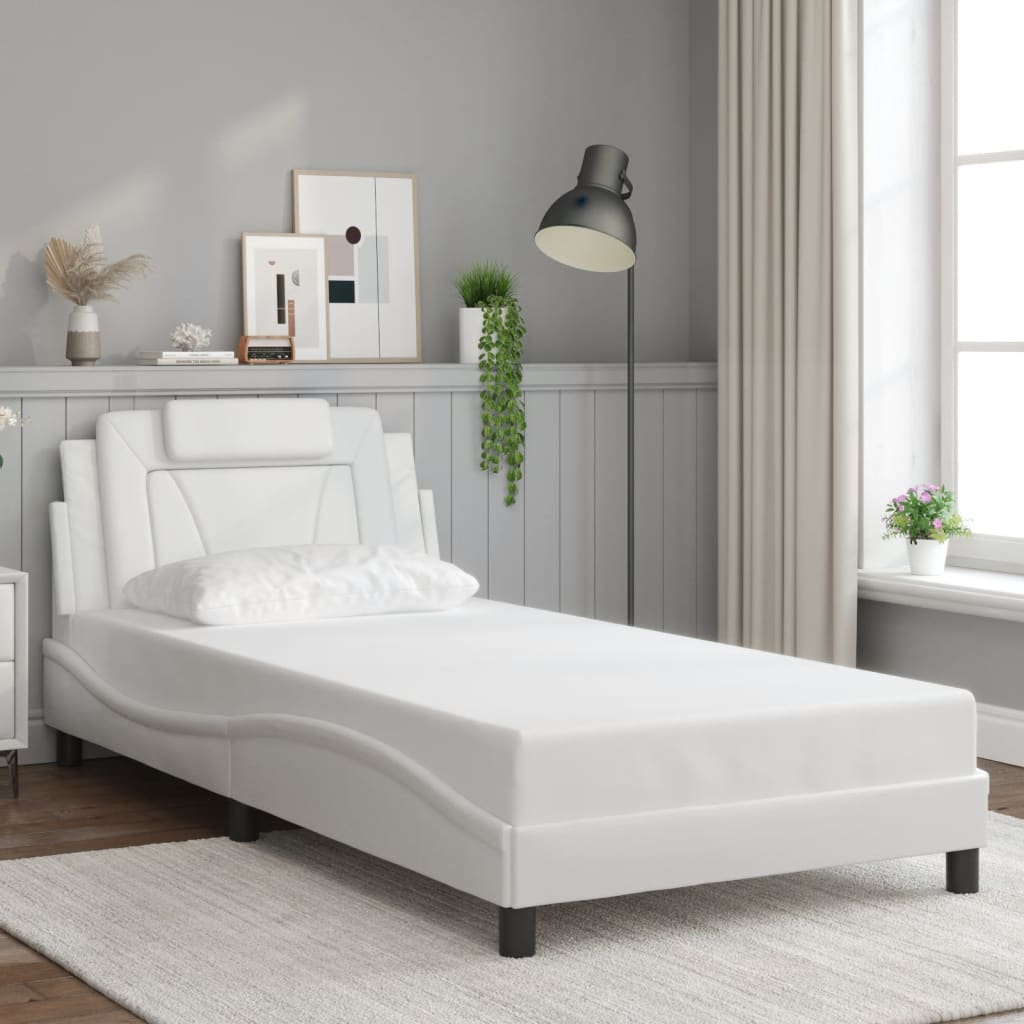 Bed Frame "Viana" with LED without Mattress White 100x200 cm