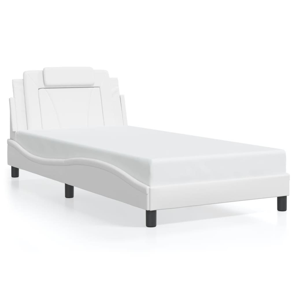Bed Frame "Viana" with LED without Mattress White 100x200 cm