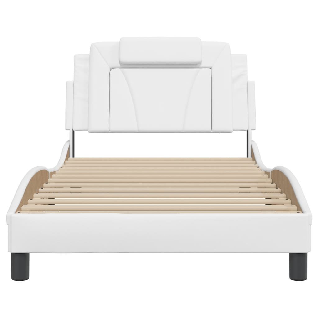 Bed Frame "Viana" with LED without Mattress White 100x200 cm