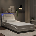 Bed Frame "Viana" with LED without Mattress White 100x200 cm