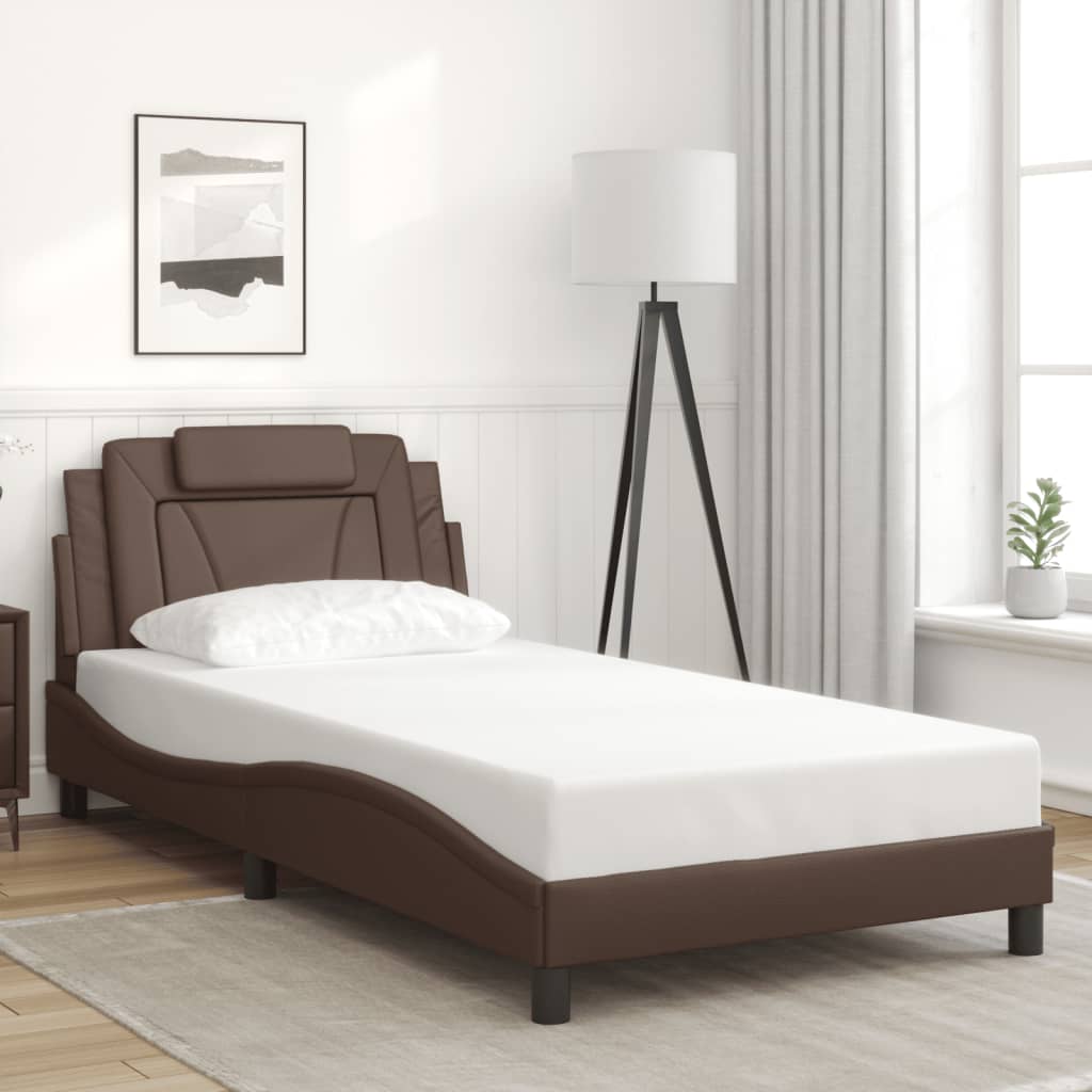 Bed Frame "Viana" with LED without Mattress Brown 100x200 cm