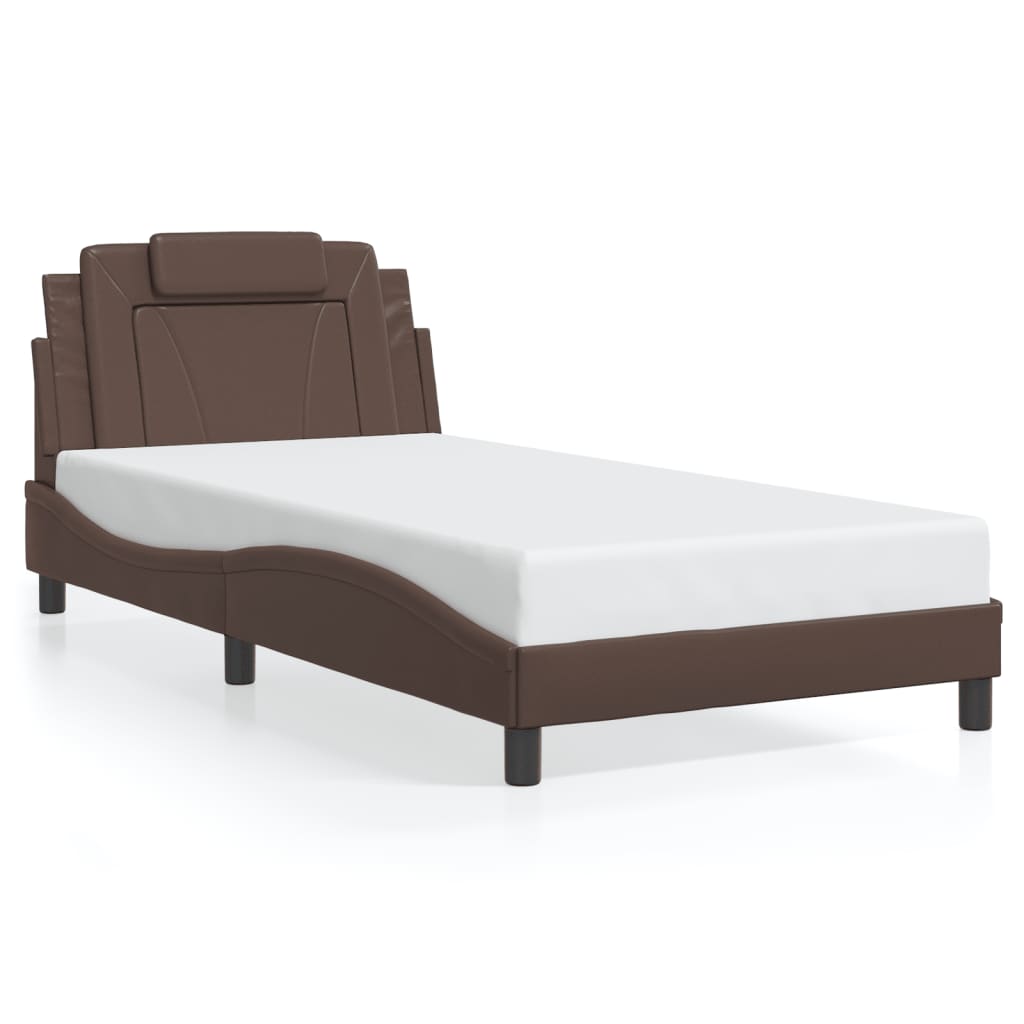 Bed Frame "Viana" with LED without Mattress Brown 100x200 cm