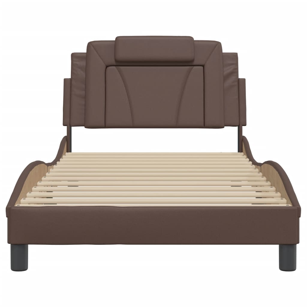 Bed Frame "Viana" with LED without Mattress Brown 100x200 cm