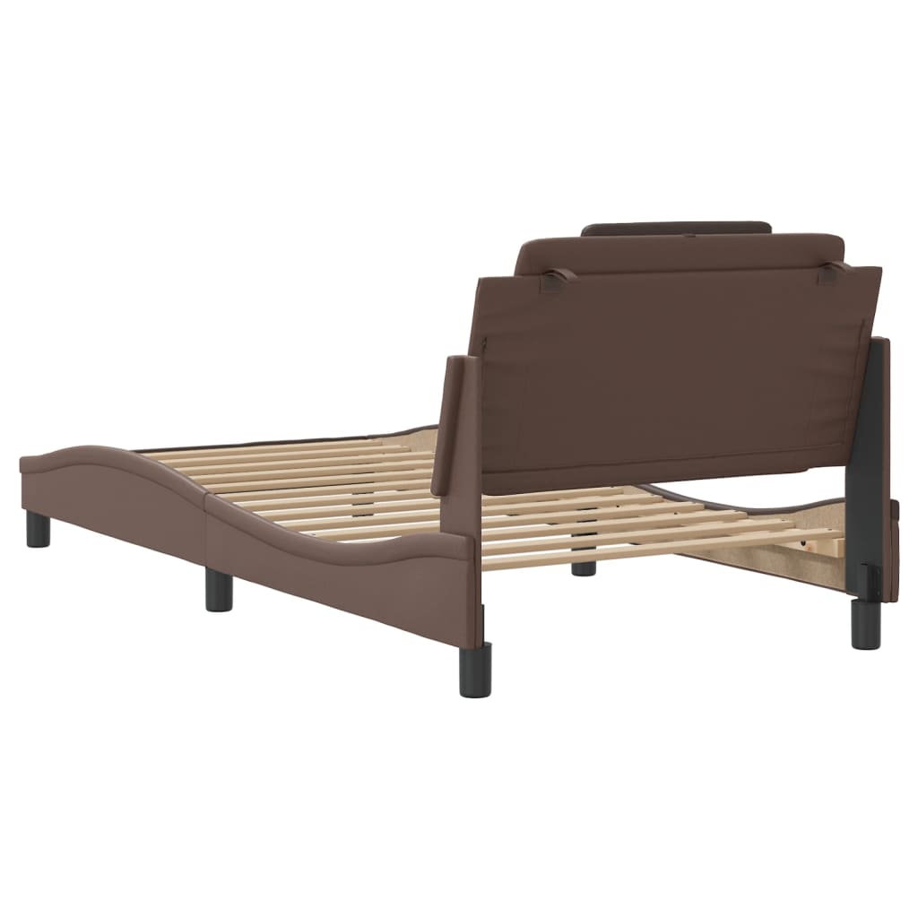 Bed Frame "Viana" with LED without Mattress Brown 100x200 cm