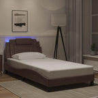 Bed Frame "Viana" with LED without Mattress Brown 100x200 cm