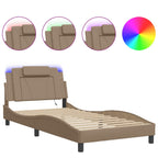 Bed Frame "Viana" with LED without Mattress Cappuccino 100x200 cm