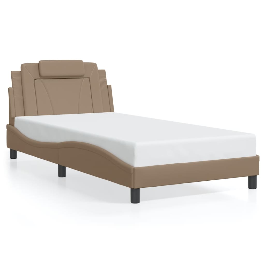 Bed Frame "Viana" with LED without Mattress Cappuccino 100x200 cm