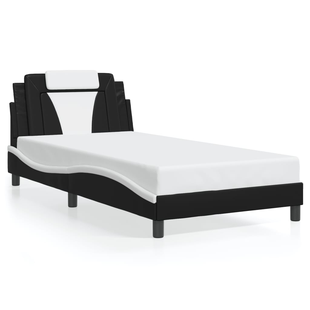 Bed Frame "Viana" with LED without Mattress Black and White 100x200 cm