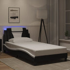 Bed Frame "Viana" with LED without Mattress Black and White 100x200 cm
