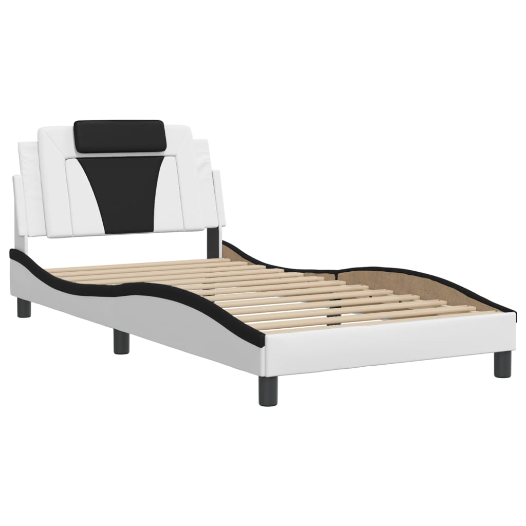 Bed Frame "Viana" with LED without Mattress White and Black 100x200 cm