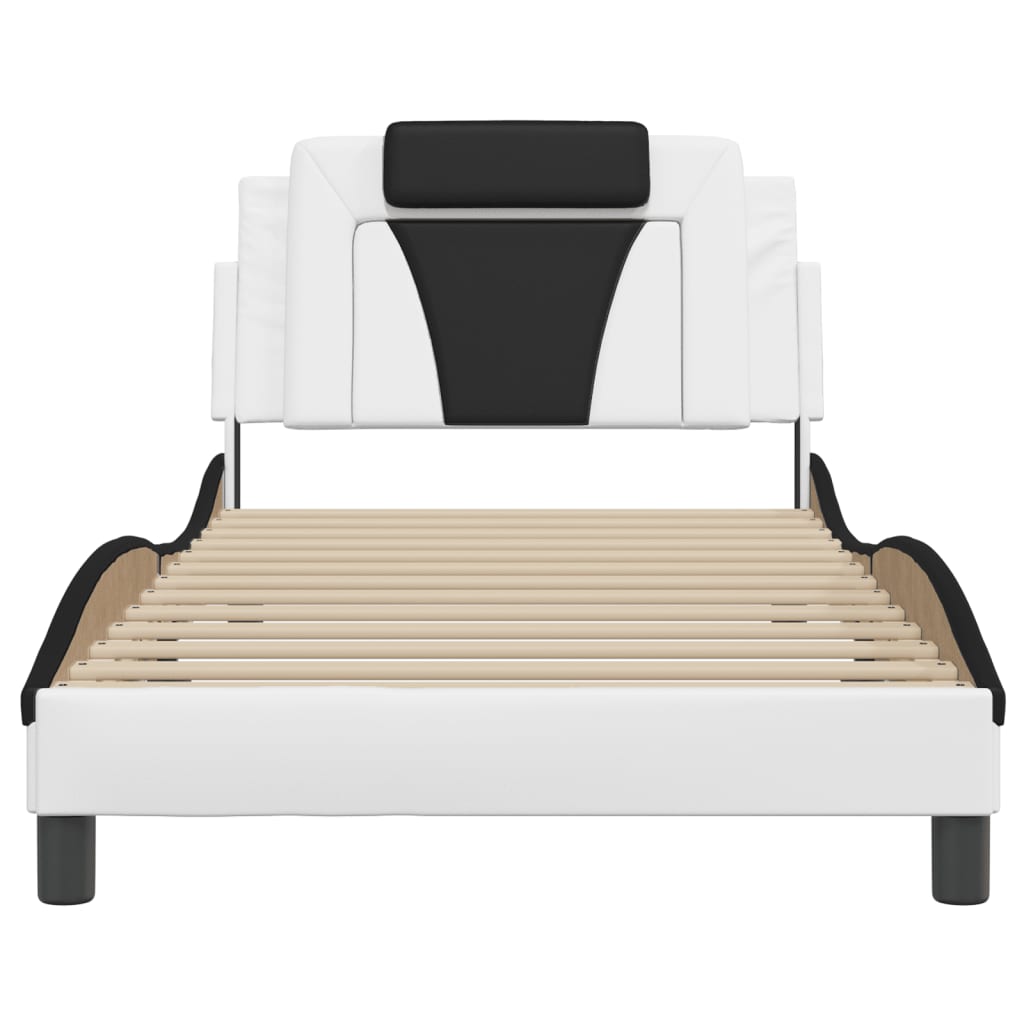 Bed Frame "Viana" with LED without Mattress White and Black 100x200 cm