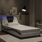 Bed Frame "Viana" with LED without Mattress White and Black 100x200 cm