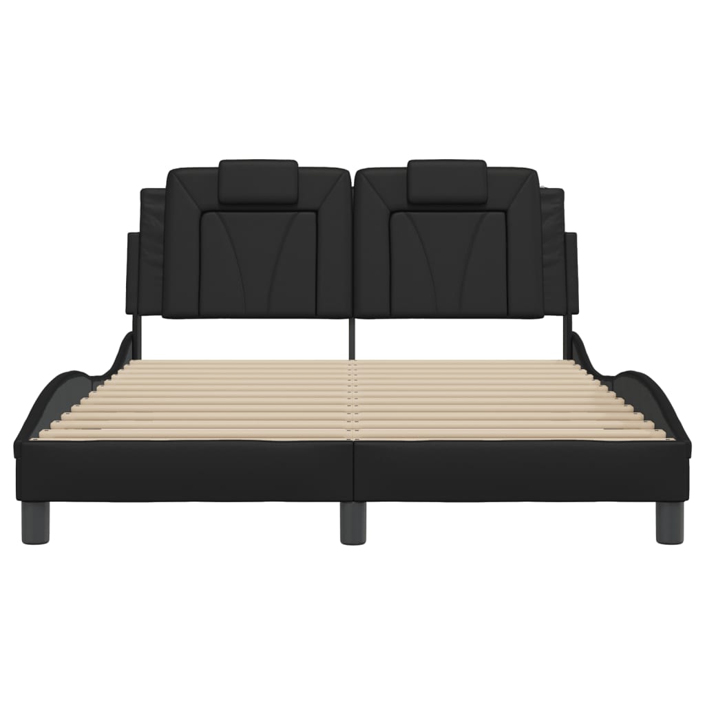 Bed Frame "Viana" with LED without Mattress Black 120x200 cm