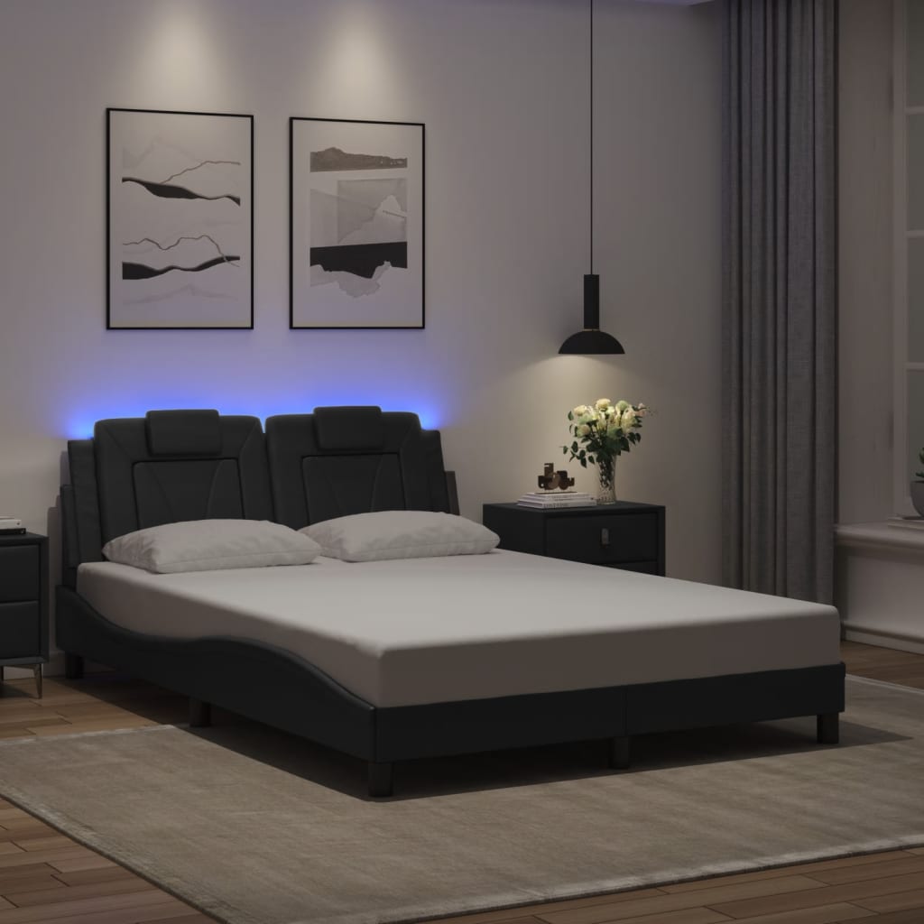 Bed Frame "Viana" with LED without Mattress Black 120x200 cm