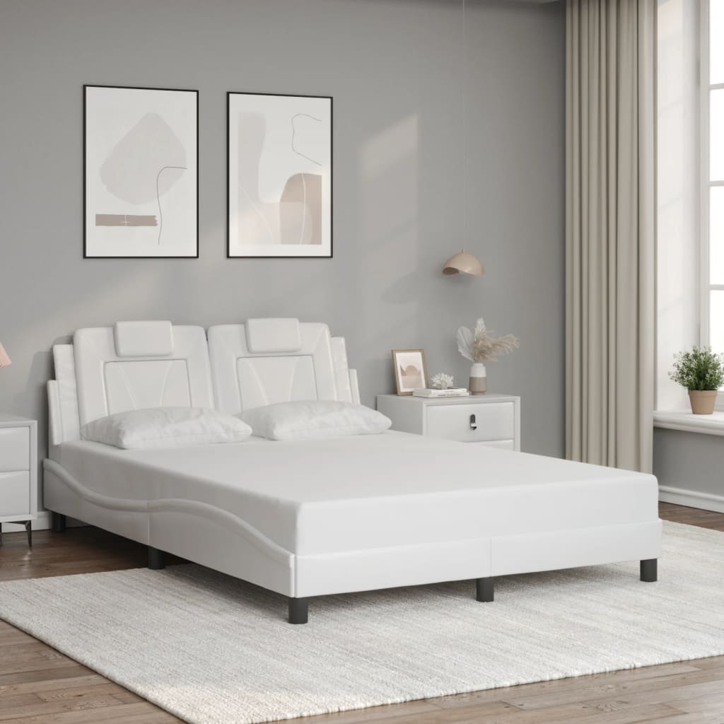 Bed Frame "Viana" with LED without Mattress White 120x200 cm