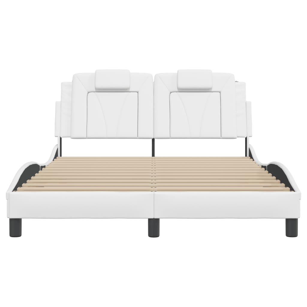 Bed Frame "Viana" with LED without Mattress White 120x200 cm