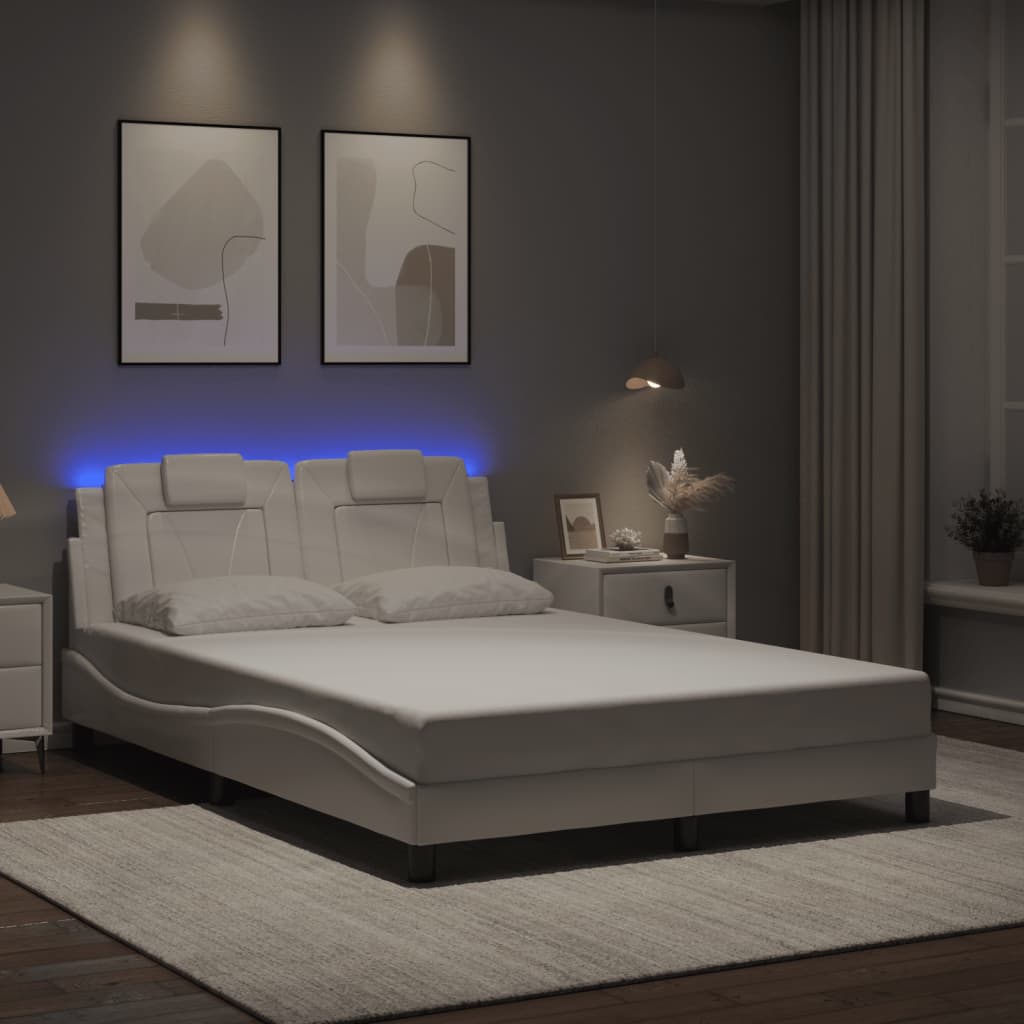 Bed Frame "Viana" with LED without Mattress White 120x200 cm