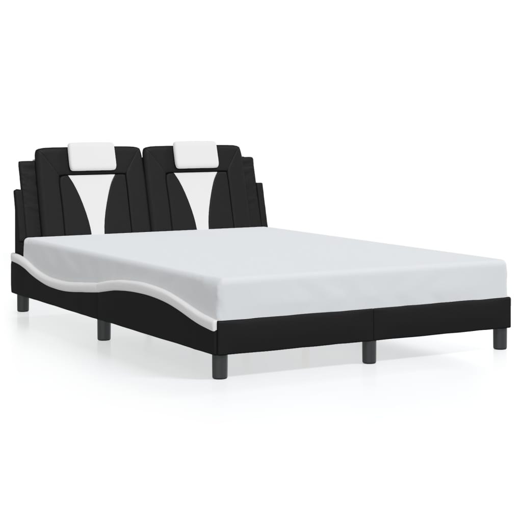 Bed Frame "Viana" with LED without Mattress Black and White 120x200 cm