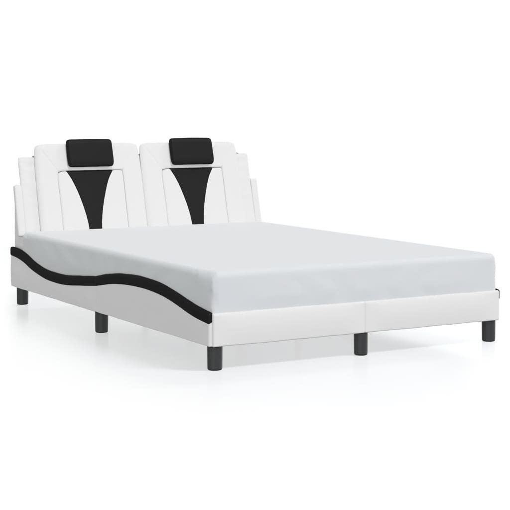 Bed Frame "Viana" with LED without Mattress White and Black 120x200 cm